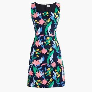 J. Crew floral basketweave square-neck dress